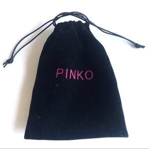 Pinko Black Pouch Dust Bag Jewelry Sunglasses Pink Logo Velour Drawstring Gift